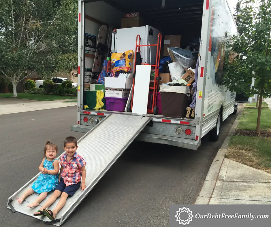 Here are the kids hanging out with the U-Haul on moving day.