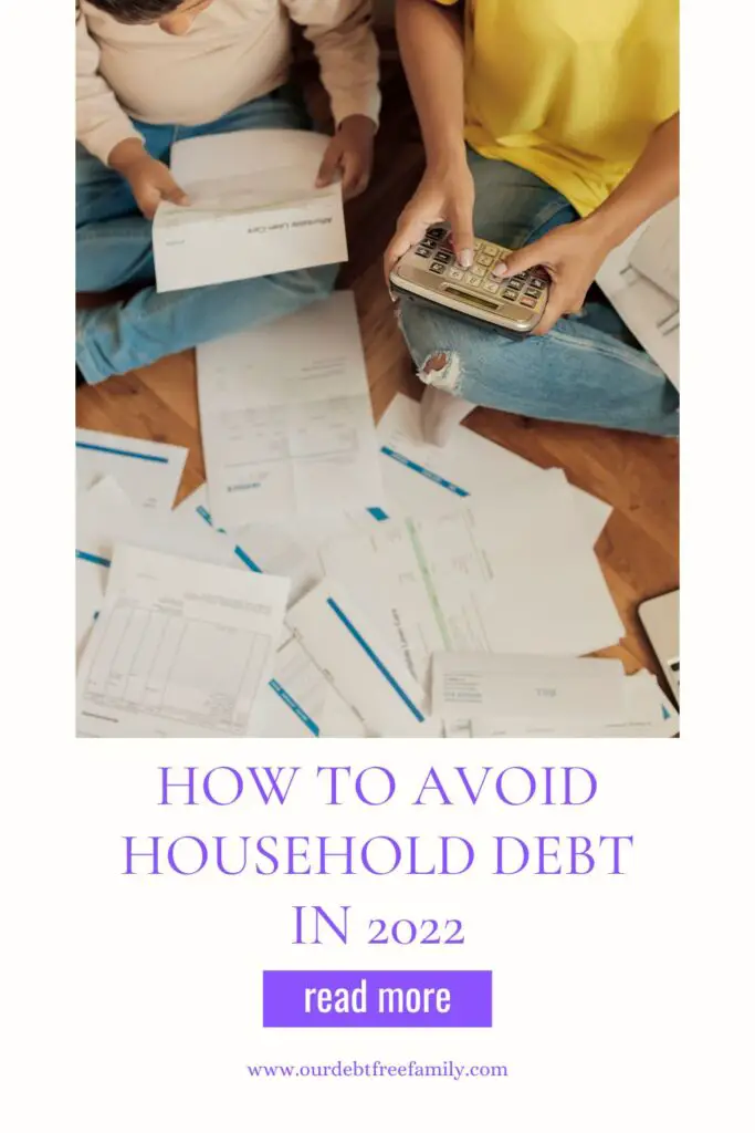 how to avoid household debt in 2022 Pinterest graphic