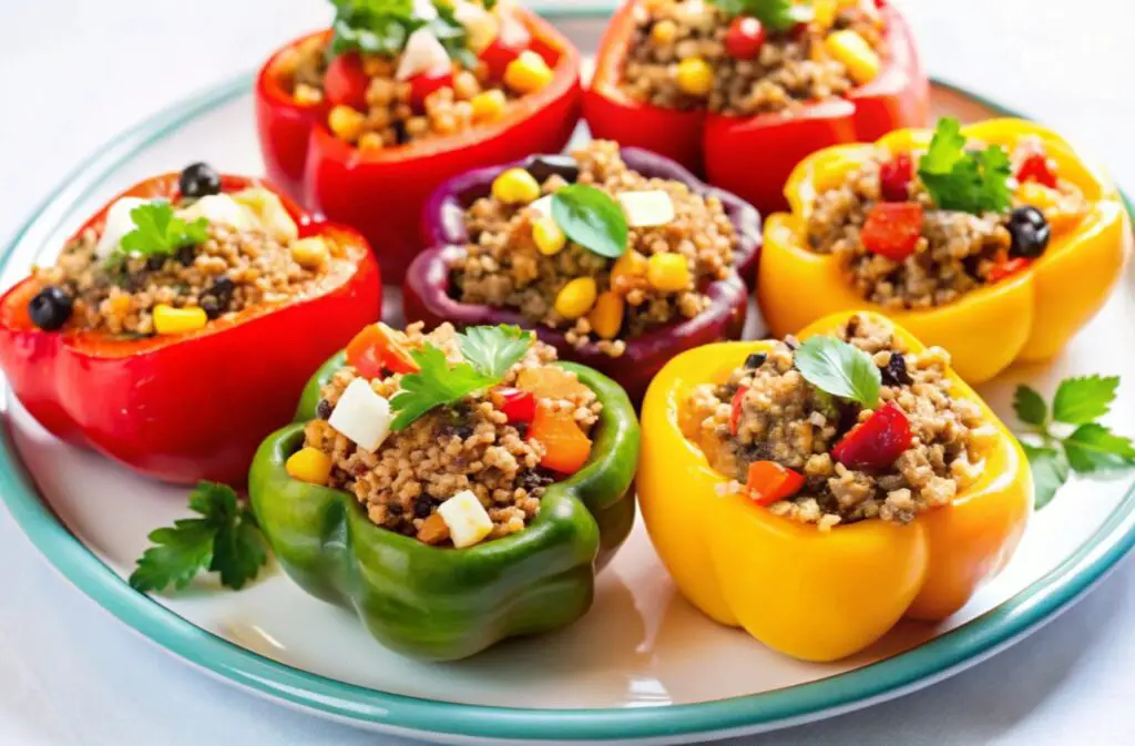 <p> This dish is as pretty as it is satisfying. Bell peppers—choose from red, yellow, or green—are hollowed out and filled with a savory blend of brown rice, black beans, corn, onions, tomatoes, and spices like cumin and chili powder. A sprinkle of shredded cheese on top adds just the right touch of indulgence before baking the peppers until tender. These stuffed peppers are a complete meal in themselves, offering fiber, vitamins, and plant protein all in one tidy little package. Want to change things up? Try quinoa instead of rice, or add chopped spinach for an extra veggie boost. They’re also great for meal prepping—just reheat and eat! </p> :: Freepik