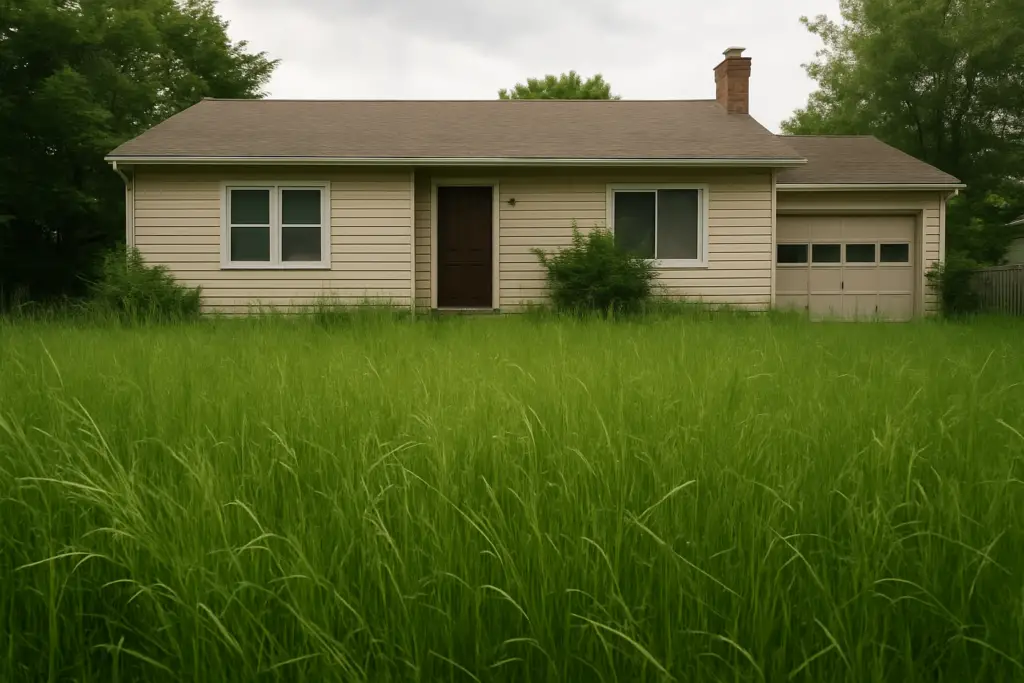 <p> It may sound petty, but letting your grass grow too high can lead to fines in many towns and cities across the country. Most municipal codes require homeowners to keep their grass trimmed to a specific height—typically under 6 to 10 inches. Long grass can be considered a safety hazard, as it attracts pests, increases fire risk, and detracts from neighborhood aesthetics. While you may be going for a low-maintenance, wildflower look, the city may see it as a code violation. If you're finding it harder to keep up with the yard work these days, consider hiring a neighborhood kid, looking into landscaping alternatives like clover lawns, or even applying for an exemption if your city offers one for pollinator-friendly yards. </p> :: DALL-E