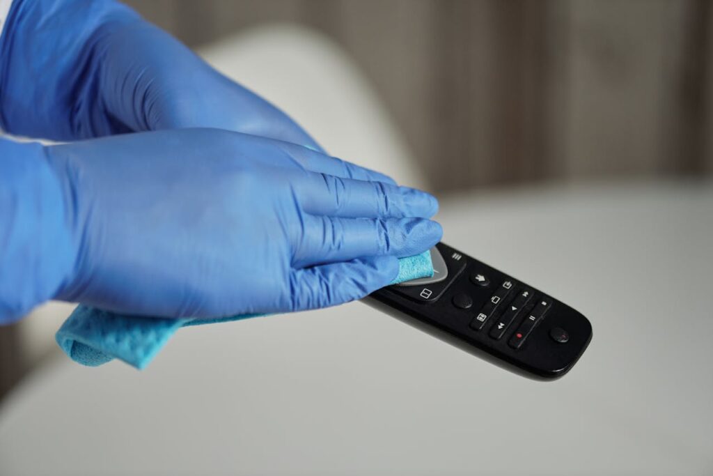 <p> Remotes, gaming controllers, and keyboards are used constantly and rarely cleaned. The result? A sticky, germ-covered, crumb-filled mess that guests often come into direct contact with. Since these items are shared and frequently touched, they can accumulate bacteria, skin oils, and food debris quickly. When a guest picks up your TV remote or uses your keyboard, they’ll immediately notice if it feels greasy or looks neglected. To keep things sanitary and visually appealing, wipe down electronics weekly using a microfiber cloth slightly dampened with rubbing alcohol or an electronics-safe cleaner. This not only helps remove grime but also protects your devices from damage due to buildup or spills. </p> :: Pexels