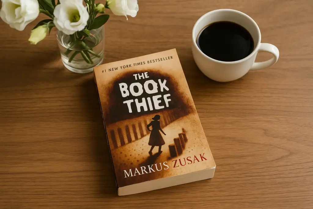 <p> Narrated by Death, The Book Thief takes place in Nazi Germany and follows young Liesel, who steals books to share with others and finds comfort in stories during dark times. While the protagonist is young, the themes of courage, the impact of war, and the power of words resonate with all ages. The lyrical writing and unique point of view offer rich ground for discussion, especially for seniors who lived through or remember the echoes of World War II. </p> :: DALL-E