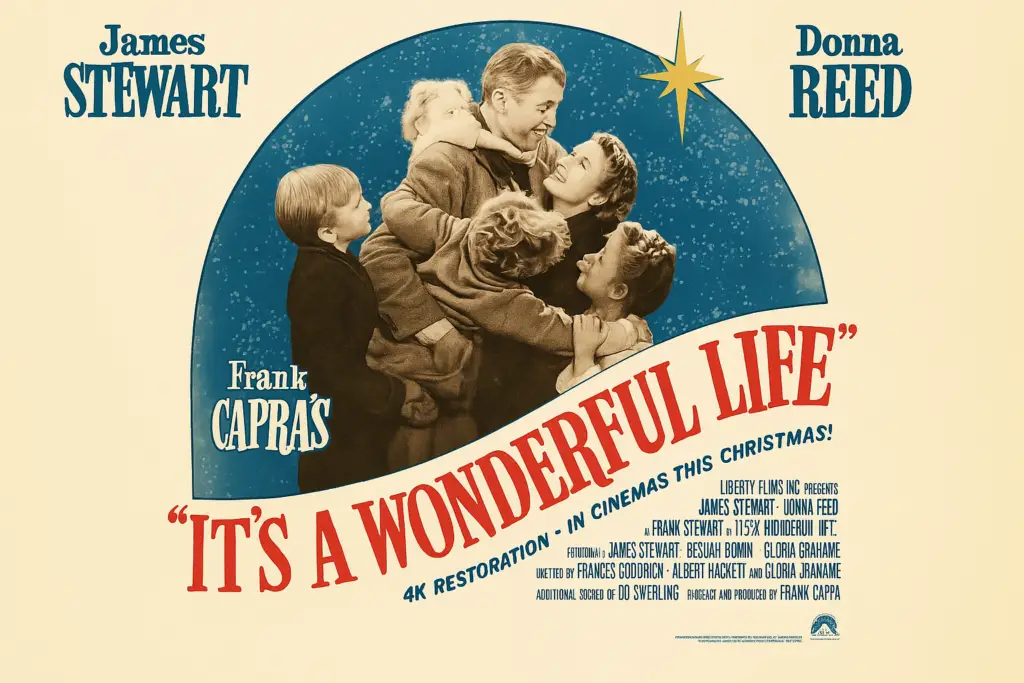 <p> There’s a reason this film is watched religiously every December—but it’s worth revisiting year-round. James Stewart’s portrayal of George Bailey, a man on the brink of giving up before discovering how much he matters, is nothing short of life-affirming. It’s a Wonderful Life is more than a holiday staple—it’s a spiritual check-in for anyone feeling worn down. Boomers who’ve weathered the storms of life will find deeper meaning with each rewatch. </p> :: DALL-E