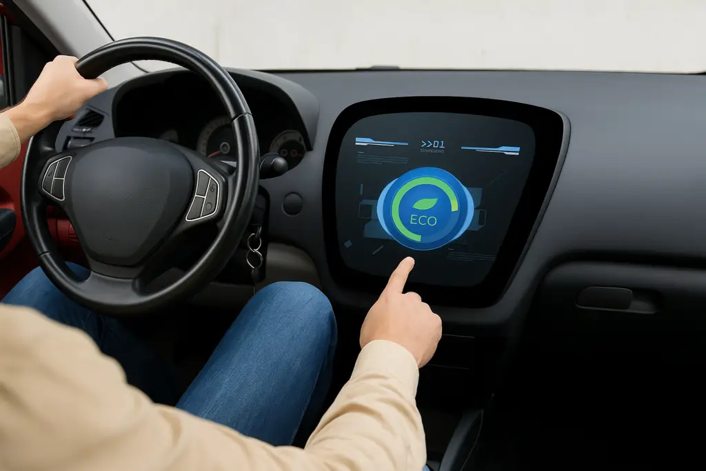 <p> Many newer vehicles come equipped with an “Eco Mode” or overdrive setting designed to optimize fuel economy. When engaged, these systems adjust throttle response, shift points, and even air conditioning performance to use less fuel. For city driving or relaxed highway cruising, Eco Mode can deliver a five to ten percent improvement in mileage without sacrificing comfort. Even older cars often have an overdrive feature for highway speeds, allowing the engine to run at lower RPMs, which burns less gas. It’s worth digging into your owner’s manual to see what fuel-saving features your car might have hiding under the hood. </p> :: DALL-E