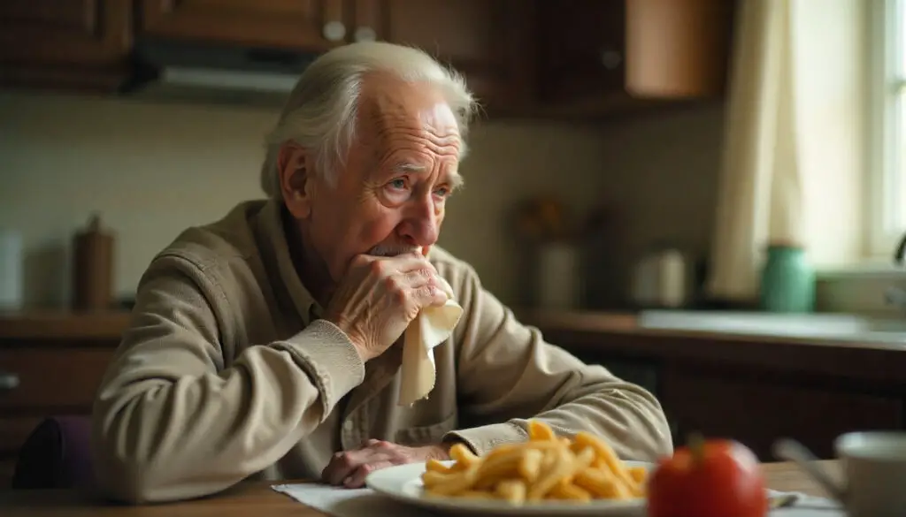 <p> In more advanced cases, some people with dementia may begin to put non-food items into their mouths or attempt to eat things like napkins, soap, or paper. This behavior, known as pica, can be incredibly dangerous and is a clear sign that something is seriously wrong. It often stems from confusion, sensory misfiring, or the brain’s inability to distinguish edible from inedible. If this happens, medical attention is crucial—immediately. </p> :: Freepik AI