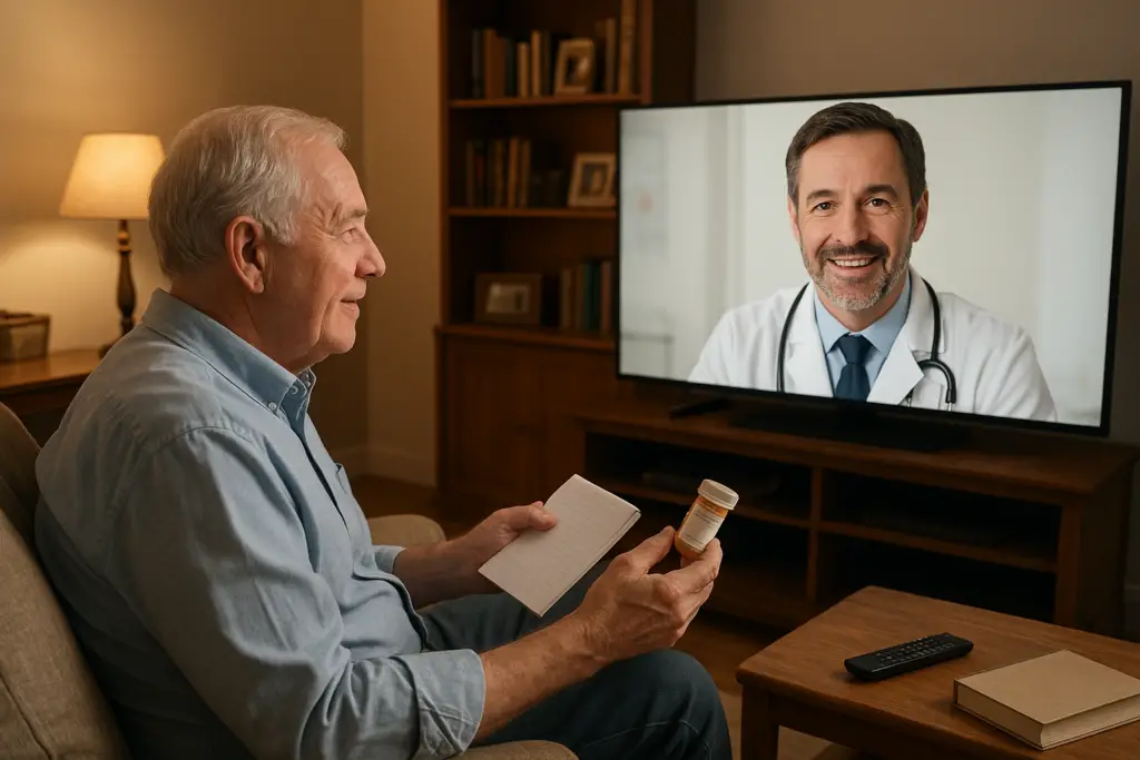 4. ONSCREEN’s TV-Based “Joy”: A Companion in Your Living Room <p> Imagine turning on your TV and instead of scrolling through reruns, being greeted by Joy—an AI-powered health companion designed to help seniors stay on track. Joy is part of ONSCREEN’s TV-based system that provides medication reminders, daily check-ins, brain games, and even art activities—all displayed right on your television. No smartphones, complicated apps, or fiddling with settings. Just sit back in your favorite chair and let Joy come to you. In some areas, like New York, pilot programs are offering these devices for free to eligible seniors, but even outside of those regions, it is worth watching as these services expand nationwide. It is not about replacing real people—it is about adding a friendly, reliable presence that makes staying healthy feel less like work. </p> :: DALL-E