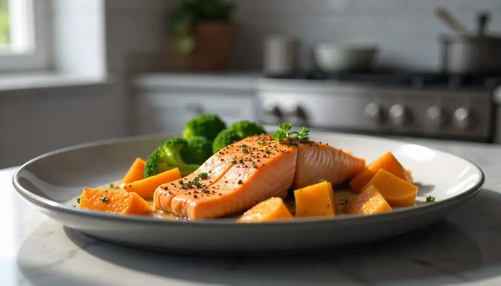 <p> If you want a heart-healthy dinner with minimal cleanup, this sheet-pan meal is a winner. Salmon is rich in omega-3 fatty acids, which support healthy cholesterol and reduce inflammation. Pairing it with sweet potatoes gives you a boost of fiber and potassium to help manage blood pressure, while broccoli adds vitamins and antioxidants that protect your heart and keep your immune system strong. Ready in under an hour, this dish is as simple as it is delicious. </p> :: Freepik