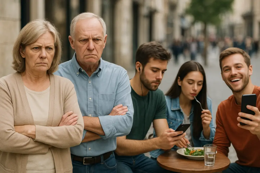 <p> Manners have always been a moving target. What was considered respectful in the 1960s may seem stiff or outdated to younger generations today. Meanwhile, many of the habits that feel “normal” to Millennials and Gen Z can leave Baby Boomers scratching their heads or quietly muttering, “That’s just plain rude.” But here is the truth: most of these behaviors are not about disrespect at all. They are simply the result of a world that is faster, more digital, and more casual than it used to be. Understanding these cultural shifts can help Boomers feel less offended and maybe even find a laugh or two along the way. Let’s look at fifteen common behaviors that might feel impolite to Boomers but are now completely normal in everyday life. </p> :: DALL-E