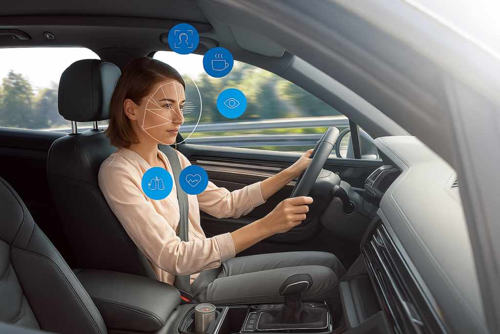 6. Drowsiness and Driver Monitoring Systems <p> Let’s be honest—long drives can make anyone feel a little tired, and the occasional nod-off moment is not something to take lightly. Driver monitoring systems use cameras and sensors to detect signs of drowsiness or distraction. If your eyes start to close or your steering gets sloppy, the car will alert you with a sound, vibration, or visual cue. Some systems can even gently slow the car down to keep you safe. While it might feel a little strange to have a car watching you, this technology could be the very thing that prevents an accident on a late-night drive. For baby boomers who value an extra layer of safety, it is like having a caring co-pilot reminding you to stay sharp. </p> :: DALL-E