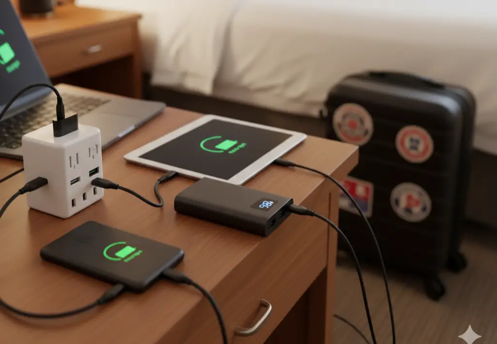 2. Universal Travel Adapter and Power Bank <p> If you have ever been stranded at an airport with a dying phone and no compatible outlet, you know how quickly travel can turn stressful. A universal travel adapter, like the BESTEK Universal Adapter, can save you from that nightmare. It works in more than 150 countries and even converts voltage so you do not fry your devices. Pair it with a quality power bank, and you are unstoppable. You will never again find yourself crouching by an outlet in a foreign café, begging your phone to charge faster. This little combo is your lifeline when you are far from home—and worth every inch of space in your carry-on. </p> :: Gemini