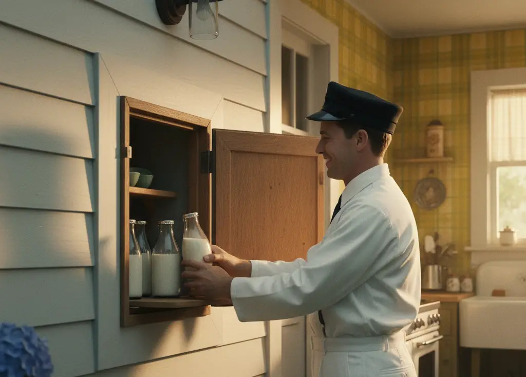 <p> Long before grocery delivery apps and meal subscription boxes, there were milk doors. These small compartments, built into exterior walls, allowed the milkman to deliver fresh bottles straight into the house without having to step inside. Homeowners would leave empty bottles in the compartment, and the milkman would swap them out for full ones. It was a simple, sanitary system that kept milk fresh and doorsteps clutter-free. Today, younger people might wonder why there is a tiny door in the kitchen wall or mudroom, not realizing it once connected them to one of the earliest home delivery services. </p> :: Gemini