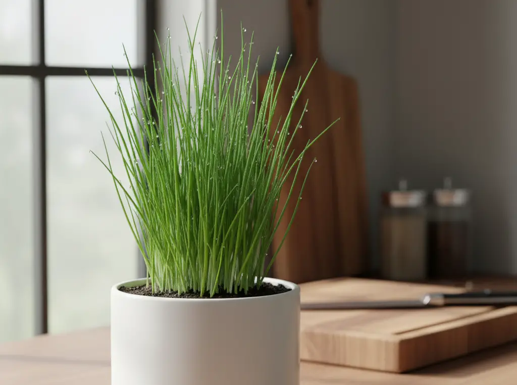 <p> Chives are one of the most reliable herbs to grow indoors. They are low-maintenance, tolerate less light than many other herbs, and come back quickly after each harvest. Their mild onion flavor adds a fresh kick to eggs, soups, and baked potatoes. Plant them in a modest-sized pot, place them in a bright spot, and snip as needed. With just a little care, chives can keep producing all winter long. </p> :: Gemini