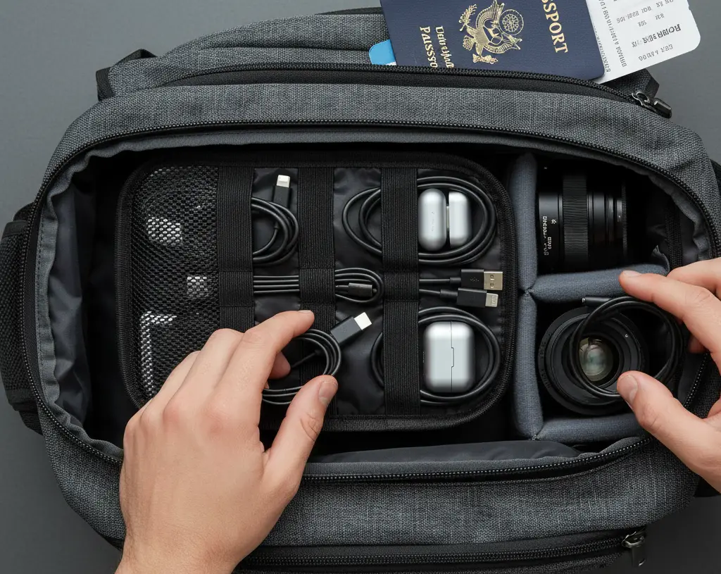 4. Multi-Device Charging Cable and Organizer <p> With all the gadgets we travel with today—phones, tablets, headphones, cameras—it is easy to turn your backpack into a jungle of tangled cords. A multi-device charging cable is the solution every modern traveler needs. These cables typically have three or more interchangeable connectors that work with most devices, meaning you can charge everything with one cord. Add a simple cable organizer, and suddenly your tech setup looks clean and efficient instead of chaotic. It is not the flashiest travel gadget, but trust me, future-you will be grateful every time you open your bag. </p> :: Gemini