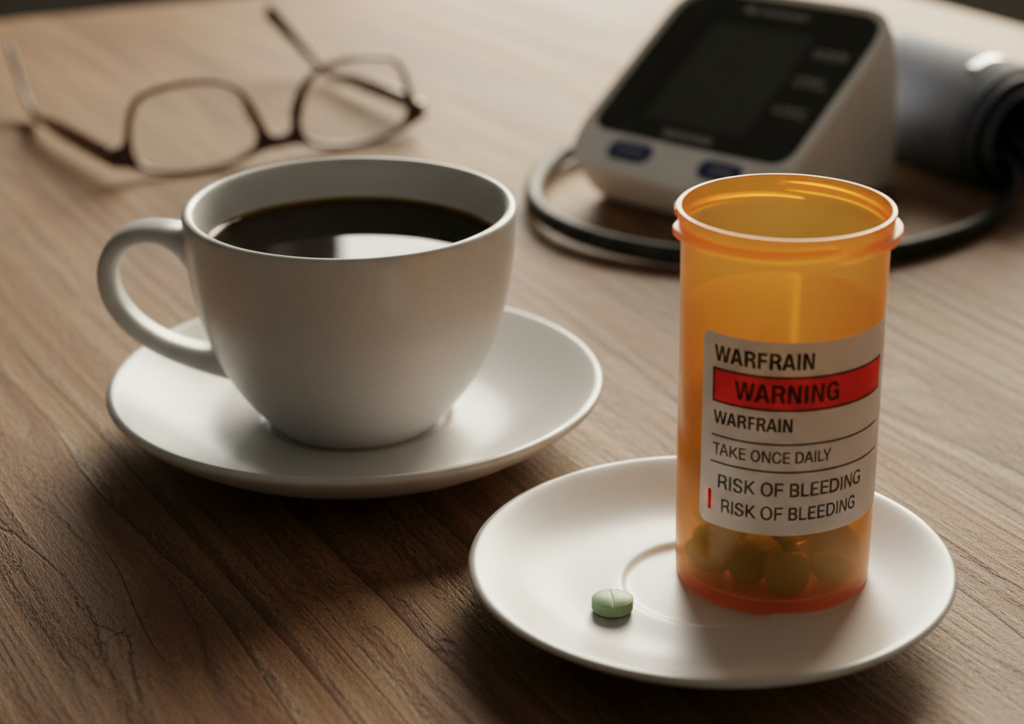 <p> If you’re taking blood thinners like Warfarin, it’s worth being cautious with your coffee. Caffeine can raise drug levels in your bloodstream, potentially increasing the risk of bruising or bleeding. Since these medications already thin the blood, the added stimulation from caffeine may push things a little too far. Pro Tip: Enjoy your coffee at least an hour before or after your dose. And if you notice unexplained bruises or prolonged bleeding, talk to your doctor about adjusting your caffeine intake. </p> :: Gemini