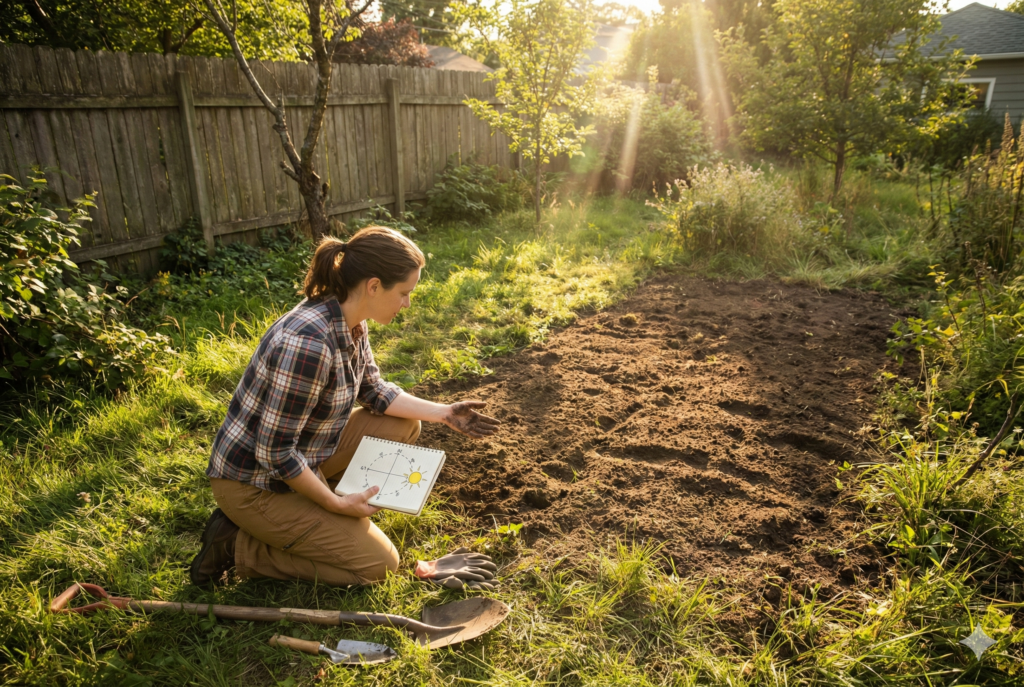 <p> Location is everything when it comes to a thriving vegetable garden. Most vegetables need six to eight hours of sunlight each day to grow well. Pay attention to how the sun moves across your yard or balcony and pick a spot that receives consistent light. Good drainage is equally important because vegetables do not like soggy roots. If your chosen area tends to stay wet, raised beds or large containers filled with quality soil can solve the problem while keeping plants healthy. </p> :: Gemini