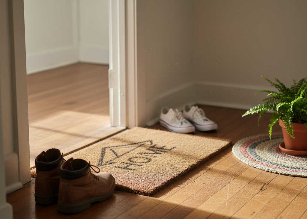 15. The Welcome Mat <p> A simple welcome mat at the front door meant more than just a clean entryway. It said, “This is my home.” Whether it was plain, funny, or a little worn, it gave your apartment personality. Every time you crossed it, you felt proud of how far you’d come. It was a small gesture that carried a lot of meaning. </p> :: Gemini
