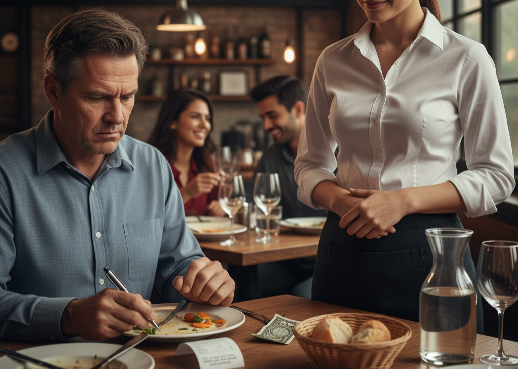 <p> If you experience poor service, leaving only a tiny tip without explanation can feel passive-aggressive. The server might assume you are tipping based on financial limitations rather than dissatisfaction with the service. A better approach is to politely explain what went wrong or speak with a manager. Then tip appropriately. This communicates your concerns respectfully while still acknowledging the server’s work. </p> :: Gemini