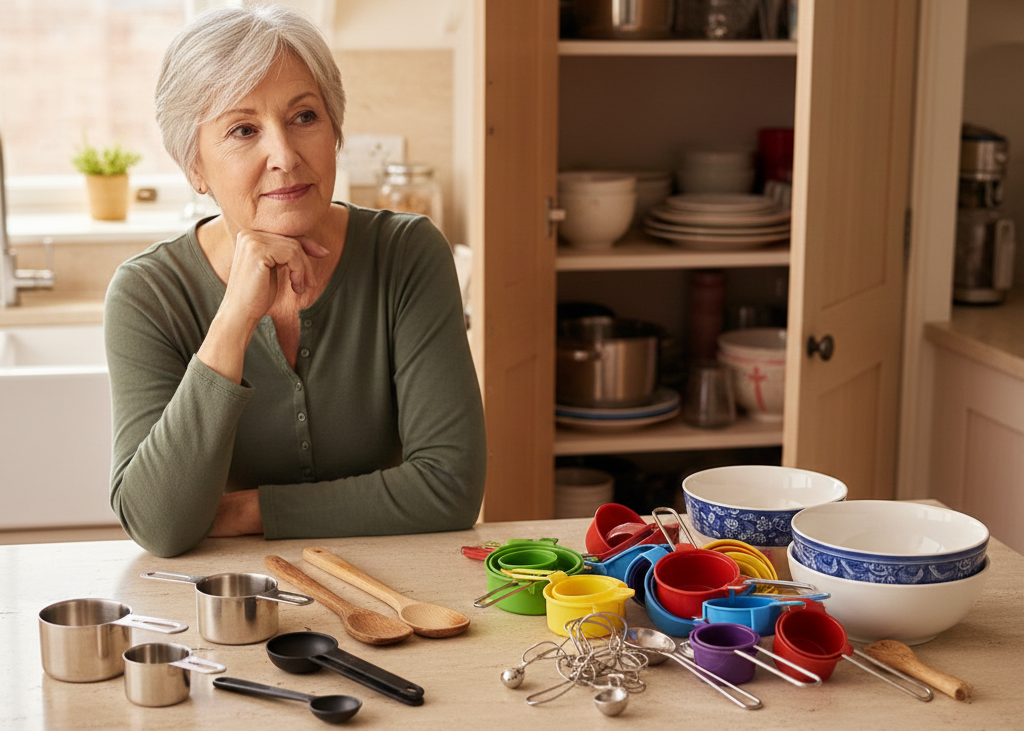 <p> It is easy to fall into the trap of collecting several sets of measuring cups, mixing bowls, and utensils over the years. But when you look closely, most people only use one or two of each item regularly. Having duplicates takes up space and adds to the time spent cleaning and organizing.

For those in their 60s and beyond, downsizing these essentials can make a kitchen feel more organized and functional. Keep the items you reach for most, and let go of the extras. You will find it much easier to navigate your kitchen, and you will spend less time searching for the right bowl or utensil. This small change can make a surprisingly big difference in the enjoyment of cooking. </p> :: Gemini