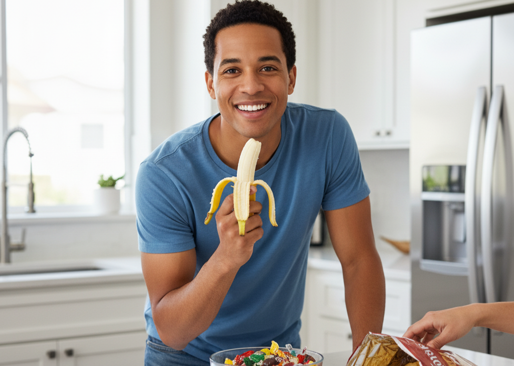 <p> Because bananas are high in fiber and naturally filling, they can help curb unhealthy snacking habits. When you feel satisfied after eating a banana, you are less likely to reach for processed snacks like chips, candy, or baked goods, which are often high in empty calories.

Replacing less nutritious options with a banana is a simple yet effective way to support better eating habits. For anyone trying to manage weight, improve diet quality, or maintain stable energy throughout the day, bananas can be a practical and delicious solution. They offer the convenience of a ready-to-eat snack while helping to prevent overeating and unnecessary calorie intake. </p> :: Gemini