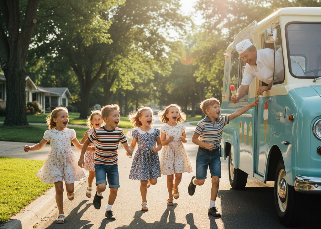 <p> Few sounds could make a summer afternoon feel as magical as the jingle of the ice cream truck. Boomers remember racing outside with spare change, sometimes dropping toys along the way, just to grab a Popsicle or a drumstick. That simple ritual transformed an ordinary day into a mini celebration. Families and neighbors often gathered on curbs, sharing in the excitement as children scrambled to claim their favorite frozen treat. </p> :: Gemini