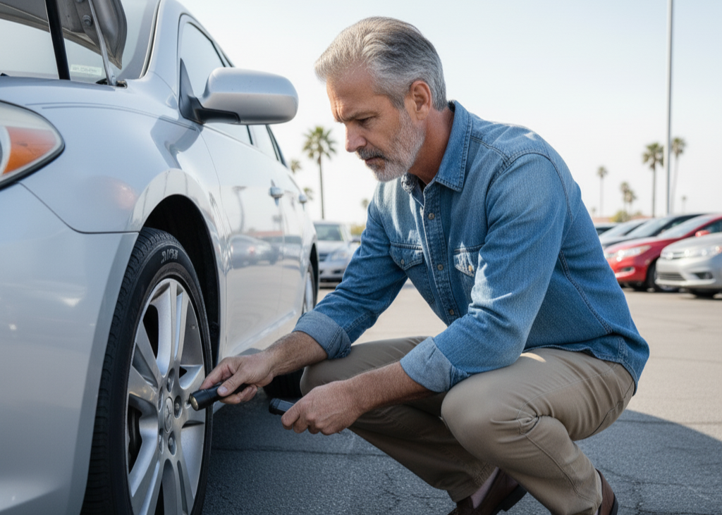 <p> Tires, brakes, and suspension are critical to safety and often overlooked. Inspect tire tread for uneven wear, which may indicate alignment or suspension problems. During a test drive, pay attention to how the car stops and handles. Listen for squeaks, grinding noises, or clunks that could signal worn brakes or suspension components. Look under the car for rust, especially on the frame and suspension. Rust can compromise safety and be expensive to repair. Ensuring these components are in good condition will help you avoid major repairs down the road. </p> :: Gemini