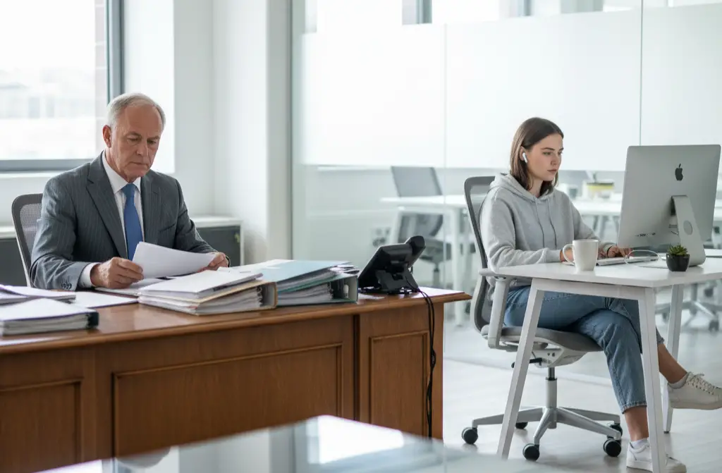 <p> There was a time when showing up to work without a tie or heels was unthinkable. For Boomers, dressing up meant professionalism. Millennials, shaped by remote work and startup culture, value comfort and authenticity. They’re more likely to show up in jeans and sneakers than a full suit. For them, what you accomplish matters more than what you wear while doing it. </p> :: Gemini