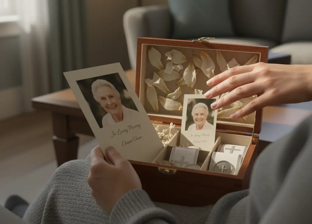 <p> Funerals often leave behind small items such as flower petals, ribbons, pins, or mementos given to guests. Instead of discarding these, collect them in a memory box. These seemingly insignificant items gain significance over time as reminders of the day and the love shared. Creating a memory box allows you to engage with your grief in a controlled and comforting way, revisiting memories whenever you need to without feeling pressured to “move on” quickly. </p> :: Gemini