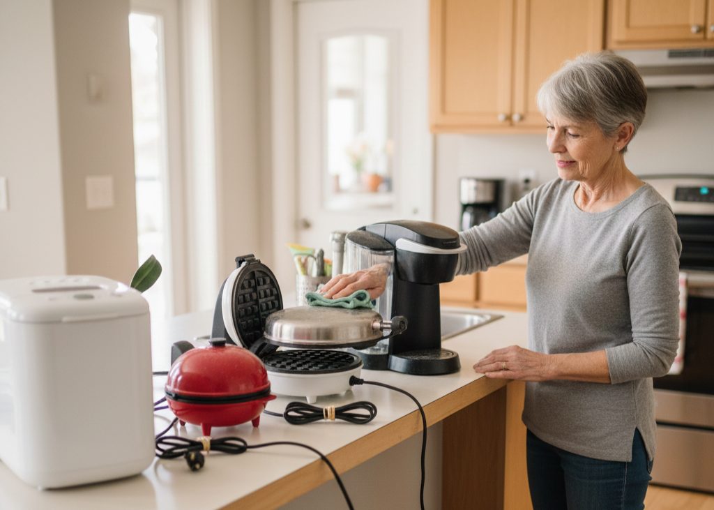 <p> Bread makers, waffle irons, single-purpose coffee machines, and donut makers may have seemed like fun purchases when you were younger, but chances are many of these appliances have sat idle for months, if not years. Small appliances often take up counter space, require extra cleaning, and rarely justify the clutter they create.

If you are over 60 and have not used a particular appliance in a year, it is likely that you do not need it. Consider donating or selling the ones you rarely use. This will free up space for tools that you actually use and make your kitchen feel less crowded. A minimalist approach to appliances encourages cooking that is simple, practical, and enjoyable. </p> :: Gemini