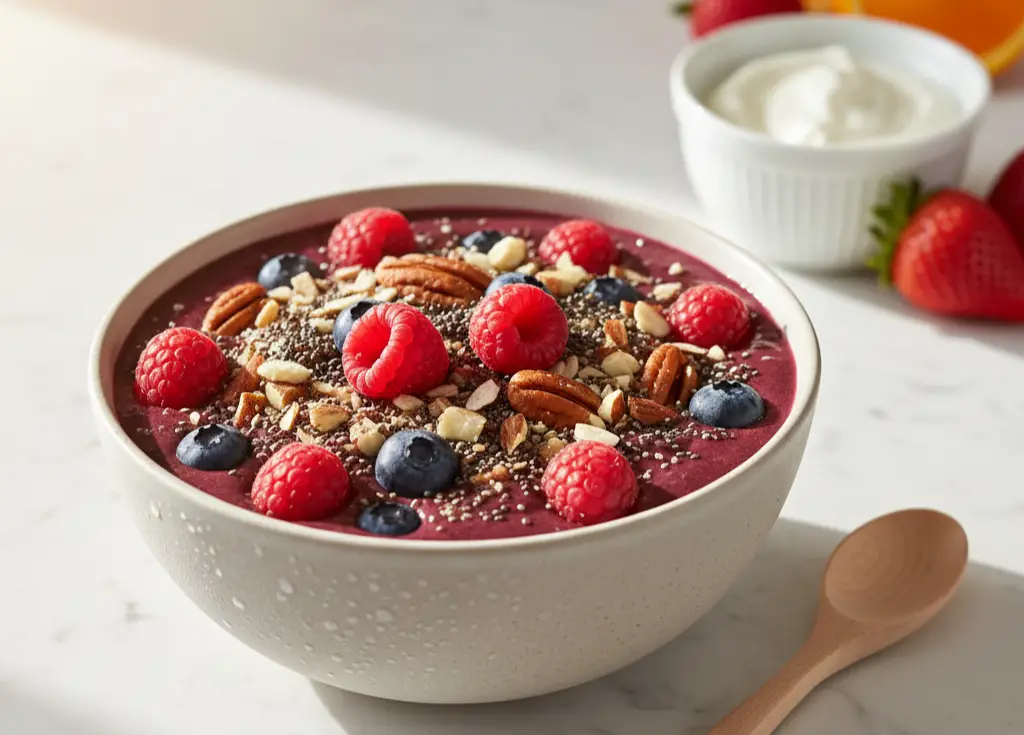 <p> Açaí berries have become a trendy superfood, and they are worth the hype. When consumed as frozen pulp or freeze-dried powder, açaí contains a notable amount of healthy fats, primarily oleic acid, which is the same heart-healthy fat found in olive oil. One of the best ways to enjoy açaí is in a smoothie bowl. Blend a tablespoon of açaí pulp with plain yogurt, a few fresh berries, and a sprinkle of nuts for a snack that is both satisfying and packed with antioxidants. Just remember to skip the sugar-laden toppings and granola that often come with commercial açaí bowls. </p> :: Gemini