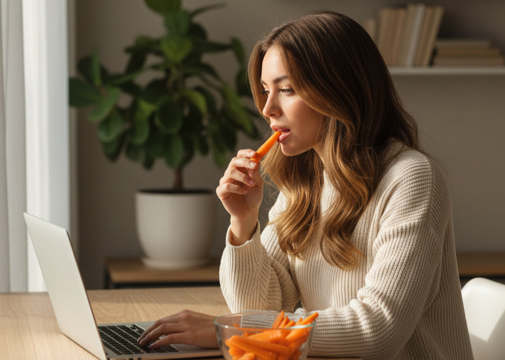 <p> Biotin shows up in a lot of beauty products because it supports healthy hair, skin, and nails. But its most important job actually happens inside your body. Biotin helps your body convert food into usable energy. When you eat carrots, your body uses that biotin to break down fats and proteins, turning them into the fuel you need for daily life. You can think of biotin as one of the quiet workers keeping your metabolism running smoothly. If you are tired of feeling tired or sluggish mid afternoon, getting enough B vitamins, including biotin, can make a surprising difference. </p> :: Gemini