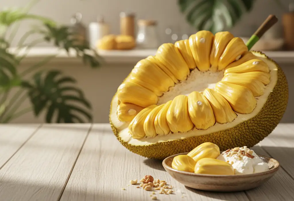 <p> Jackfruit is another tropical fruit that provides a good amount of healthy fats, especially when paired with other nutritious foods. Ripe jackfruit has a sweet and slightly fibrous texture that makes it more substantial than most other fruits. It may not be as fat-rich as avocado or açaí, but it can be combined with other ingredients to create a filling snack. For example, pair ripe jackfruit with a small amount of ricotta or cottage cheese and sprinkle with nuts. This combination provides healthy fats, protein, and fiber, making it a complete snack that will help you feel full longer. </p> :: Gemini