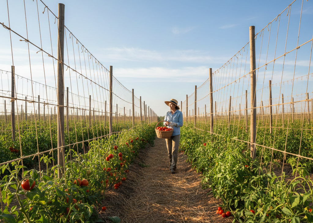 <p> One of the biggest benefits of ditching cages is having a cleaner, more flexible garden. Without bulky wire cylinders crowding your plants, it is easier to water, weed, inspect for pests, and harvest your fruit. Stakes and strings are easy to adjust and remove at the end of the season, and trellises can be repurposed for other climbing plants. A simplified system allows you to rotate crops, move containers, or change your garden layout without wrestling with cumbersome cages. It makes tomato season less stressful and more enjoyable. </p> :: Gemini
