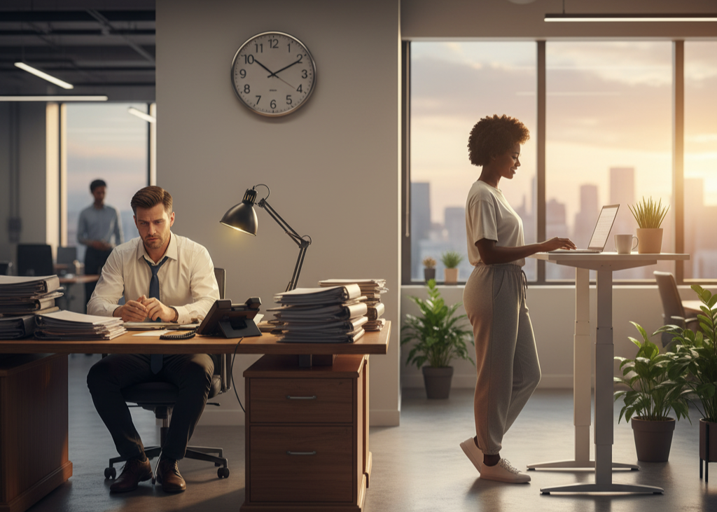 1. The Rigid 9-to-5 Workday <p> For decades, the 9-to-5 workday was seen as the gold standard of productivity. Employees were expected to sit at their desks for eight straight hours, regardless of when they were most focused or energized. Today, that rigid structure is increasingly rejected.
Modern employees argue that productivity should be measured by results, not the hours spent sitting at a desk. Flexible schedules allow individuals to work during their peak focus periods, whether that’s early in the morning or late at night. Remote and hybrid work arrangements have proven that employees can deliver exceptional results outside traditional office hours. Flexible hours reduce stress, improve work-life balance, and often increase overall output, creating a win-win for both workers and employers. </p> :: Gemini