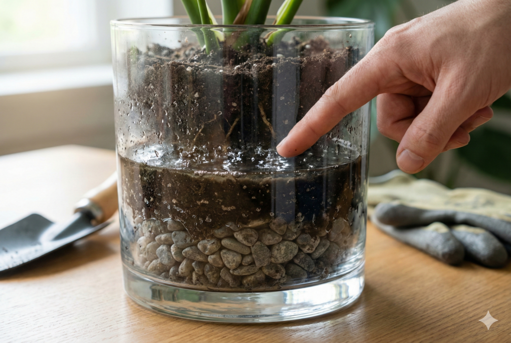 <p> One of the biggest misunderstandings in the plant world is the idea that gravel speeds up drainage inside a pot. In theory, it sounds perfect. Water should flow through the soil and then pass easily into the rock layer. But in reality, soil does not behave that way.

Water naturally clings to soil particles until the soil becomes saturated. Only then will excess water move downward. This means water pools above the gravel layer rather than flowing quickly into it. What you end up with is a soggy layer of soil sitting right where your plant’s roots live.

Instead of helping with drainage, the gravel often creates a barrier that keeps roots in wetter conditions for longer than intended. </p> :: Gemini