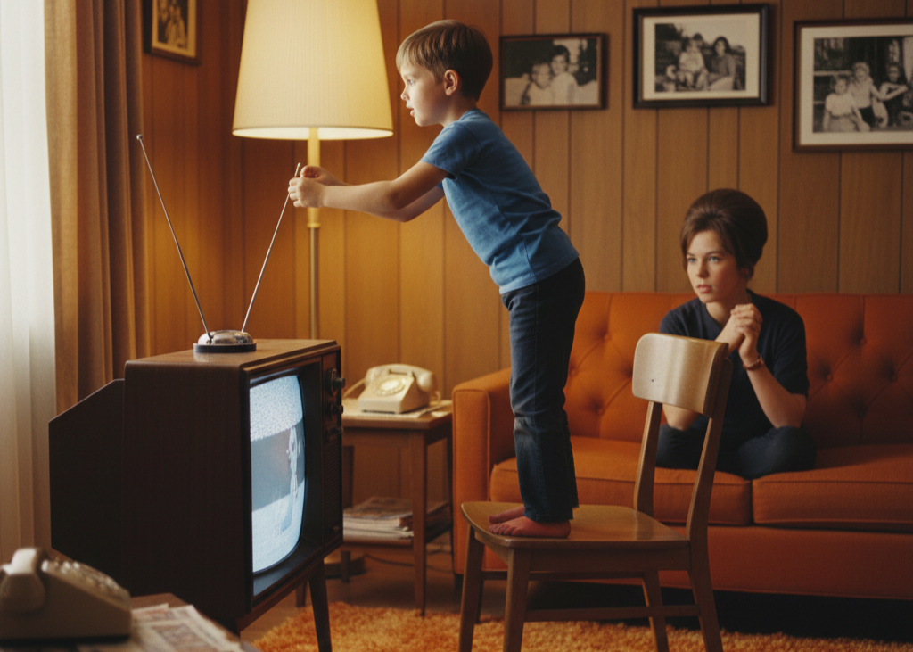<p> Television reception depended on over-the-air signals, and kids often became the family’s designated antenna adjuster. Moving rooftop antennas or adjusting indoor “rabbit-ear” antennas required patience and skill to get a clear picture. Though it sometimes meant standing on chairs or climbing outside, it also gave kids a sense of accomplishment when the fuzzy static disappeared and their favorite shows came into focus. This chore combined problem-solving with a practical reward, teaching persistence in a fun, often interactive way. </p> :: Gemini