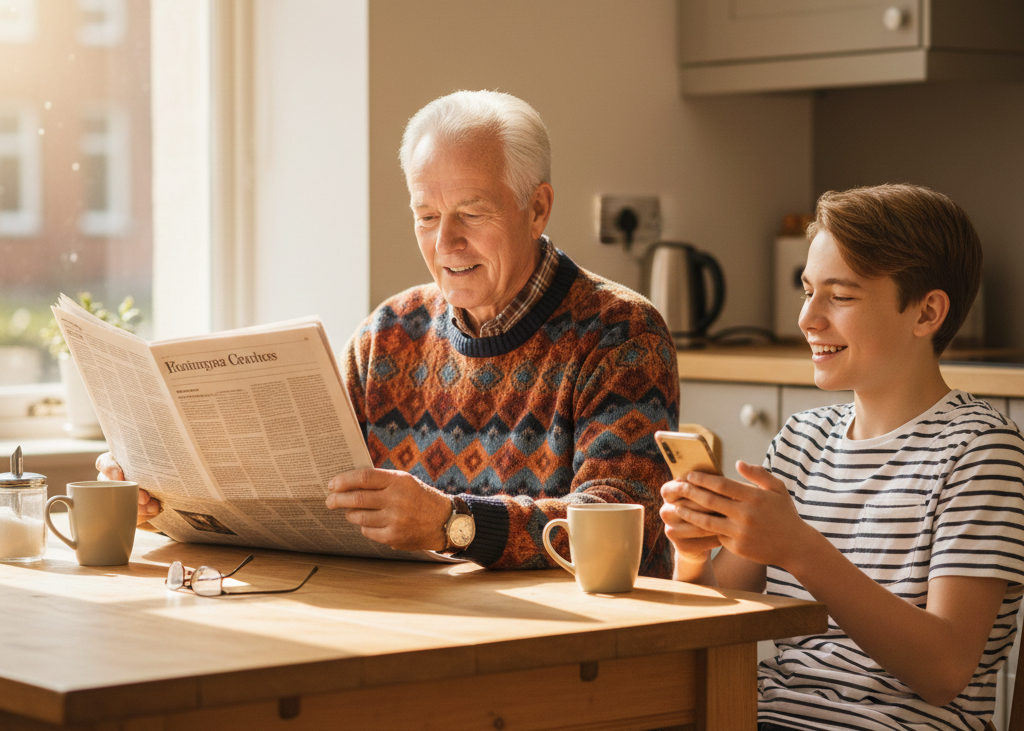<p> Coffee, morning sun, and a physical newspaper—there’s nothing like it. In a world of screens and notifications, this habit seems old-fashioned to your grandkids. They may laugh at the sprawling pages or the clunky layout, but they also learn the value of slowing down, absorbing news carefully, and enjoying a quiet moment. You’re teaching them patience in a world that rarely pauses. </p> :: Gemini