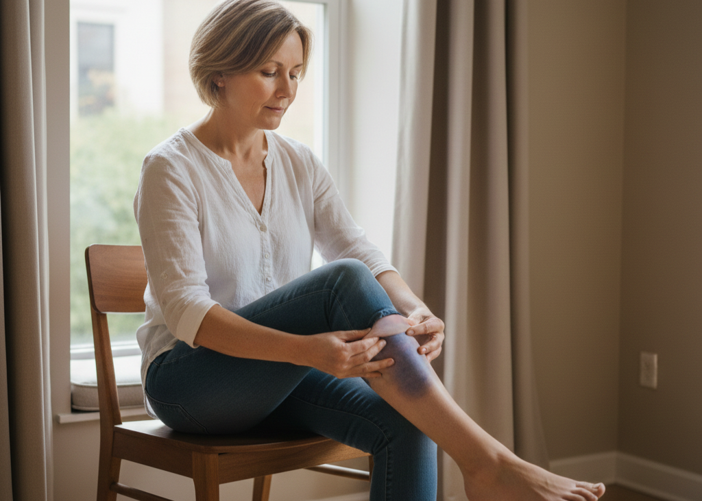 <p> This one can be easy to overlook. After all, skin can change color for all sorts of harmless reasons. But when the skin over a limb starts to look unusually reddish, bluish, or purplish, it could be a sign that blood is not circulating normally.

With a clot, the discoloration may appear in a patch or spread across the affected area. It might even look like a bruise that you do not remember getting. Skin may also appear unusually pale or washed out compared to your other leg or arm. When blood flow is disrupted, your skin often tells the story before anything else.

If the discoloration does not fade or match a clear cause, pay attention. Your body is trying to send you a message. </p> :: Gemini