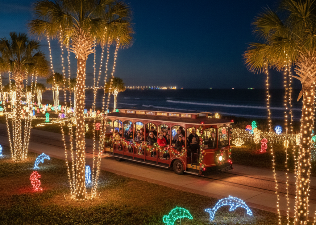 <p> Jekyll Island offers a warm holiday experience with millions of twinkling lights, festive trolley tours, fireworks nights, and seasonal markets. The island’s coastal charm and holiday cheer combine to create a relaxed yet festive atmosphere. It is an excellent choice for those looking to escape cold winter temperatures and enjoy a bright, scenic holiday. </p> :: Gemini