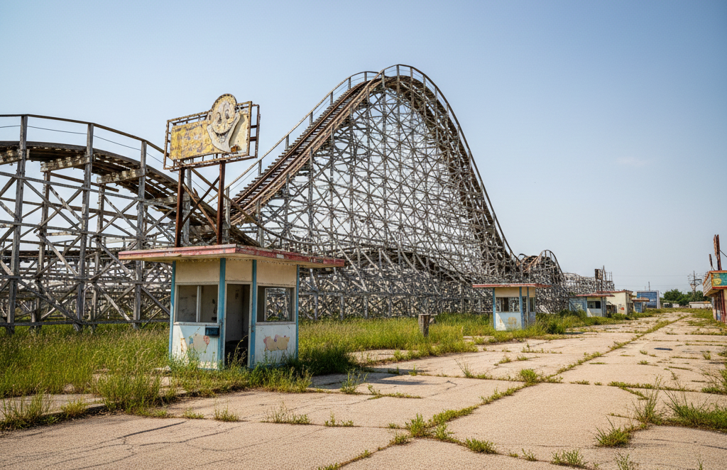 <p> Joyland Amusement Park was the heart of summer fun in central Kansas. Its 57 acres were filled with carnival rides, games, and the wooden roller coaster aptly named “The Nightmare.” Families flocked to the park every weekend, and the scent of cotton candy filled the air. In 2006, declining attendance forced the park to close its gates forever. Today, Joyland remains an eerie snapshot of joy and laughter past, where the rides still stand as a testament to a time when life moved a little slower and summer days felt endless. </p> :: Gemini