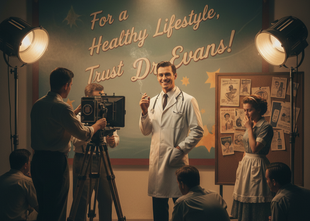 <p> It sounds unbelievable now, but there was a time when cigarette ads proudly featured doctors recommending certain brands as “better for your throat.” These ads appeared in magazines, billboards, and TV commercials. It wasn’t until the mid-1960s that tobacco advertising laws began to crack down on false medical claims. By the 1970s, such ads were completely banned. They may be an amusing piece of nostalgia today, but they also remind us how far public health education has come. </p> :: Gemini