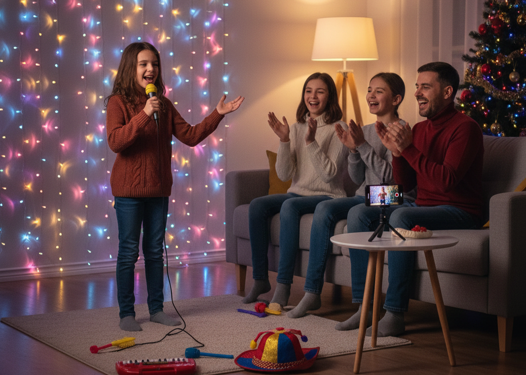 <p> Transform your living room into a festive stage and let everyone showcase their talents. Whether it is singing a holiday tune, performing a skit, dancing, or even showing off a magic trick, a family talent show or karaoke night is full of laughs and memorable moments. Encourage creativity and celebrate each family member’s unique personality. The key is fun, not perfection. This activity is a wonderful way to build confidence, share joy, and maybe even start a new family tradition that everyone looks forward to every year. </p> :: Gemini