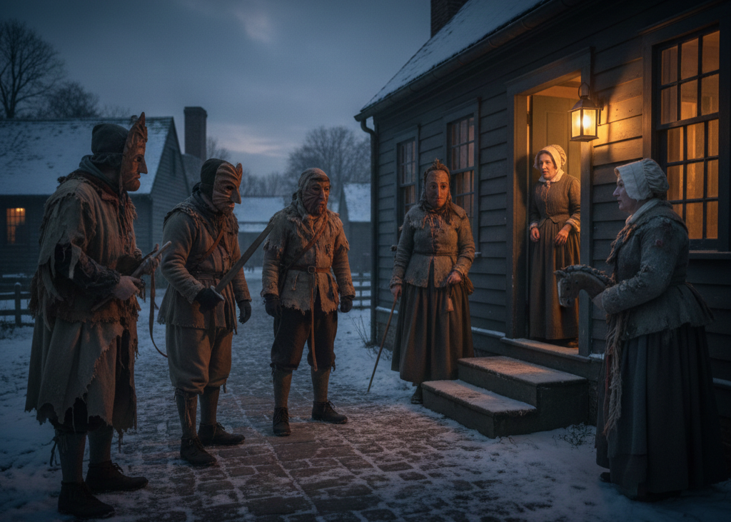 <p> Mumming was an old tradition where people dressed in costumes or masks and visited homes to perform short plays or songs. While playful, the anonymity worried authorities. Disguises made it easier to misbehave without consequences, leading some communities to restrict or ban the practice altogether. Though mumming never fully regained its popularity in the United States, elements of costume and performance live on in modern holiday plays, pageants, and themed events. </p> :: Gemini