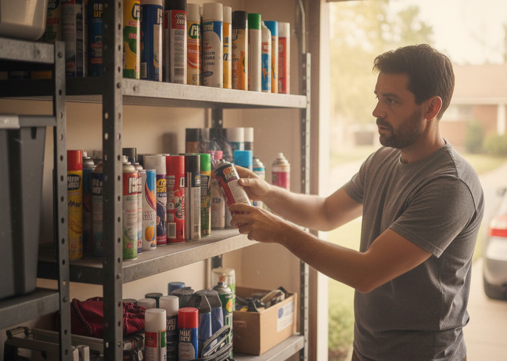 <p> Aerosol cans are pressurized, which means they react to temperature changes. Inside a hot garage, pressure builds, increasing the risk of leaks or even bursting. Products such as spray paint, cleaning sprays, insecticides, and automotive aerosols become especially dangerous in uncontrolled conditions. Not only can the cans themselves become unstable, but the product inside can break down or become unusable. These items do best in indoor storage spaces away from heat sources, pilot lights, or extreme cold. </p> :: Gemini