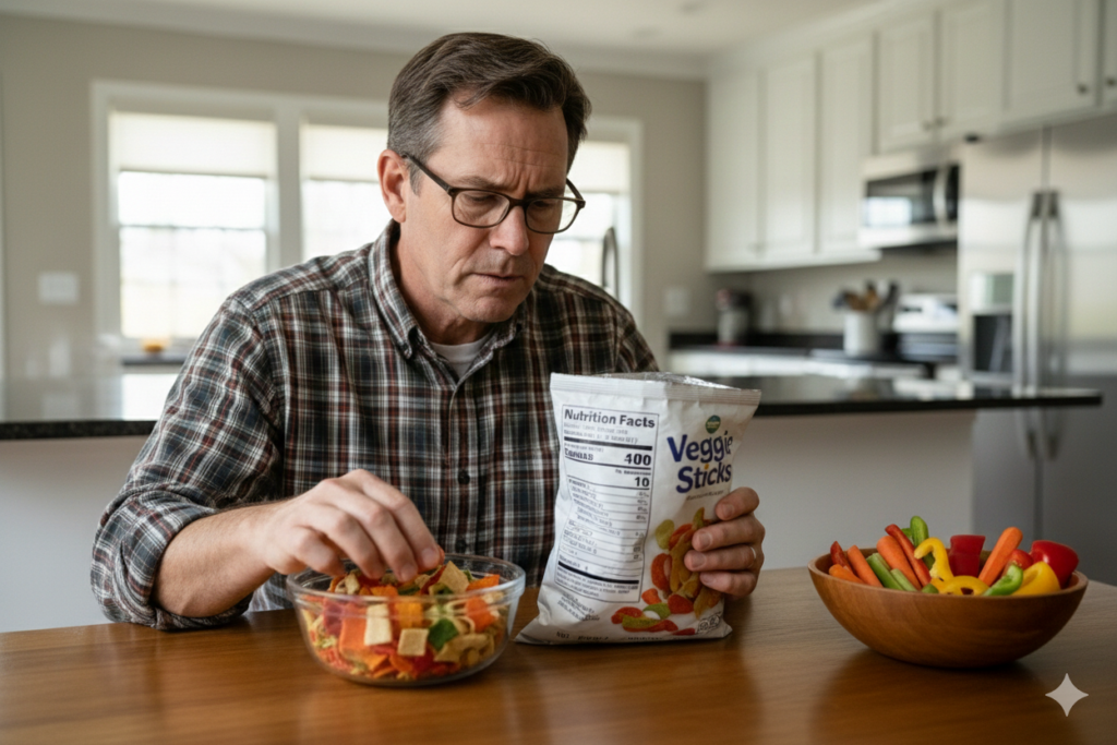 8. Veggie Chips and Vegetable Snacks <p> Veggie chips sound like a smart alternative to regular chips, but many are made from vegetable powders mixed with refined starches and oils. They usually contain little fiber and no meaningful nutritional advantage over traditional chips. Their healthy image often leads people to eat larger portions without realizing it. Doctors recommend eating actual vegetables instead of relying on processed snacks with vegetable branding. </p> :: Gemini