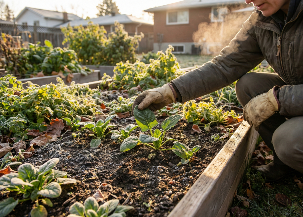 <p> Spinach is a superstar of cold-season gardening. It grows quickly, tolerates frost, and produces tender leaves that are perfect for salads, sautés, and smoothies. Plant seeds six to eight weeks before your first average frost. Spinach tends to bolt less often in cooler weather, which means more harvests over time. Its rich, earthy flavor actually improves when exposed to a light frost, making your late-season salads particularly delicious. </p> :: Gemini