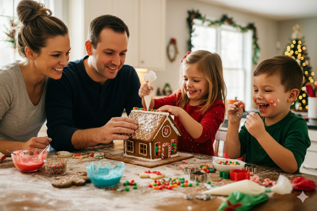 <p> Gingerbread houses are a classic holiday tradition that can become a treasured family memory. Whether you use a pre-made kit or bake everything from scratch, constructing a gingerbread house encourages teamwork and creativity. Let each family member take charge of a section or a decorative element. Don’t worry about perfection; the joy comes from the process, the laughs over tricky icing, and the colorful candy decorations. To make it more exciting, turn it into a friendly family contest for the most whimsical roof or the most inventive candy design. And the best part? Everyone gets to enjoy eating the masterpiece when it is complete. </p> :: Gemini