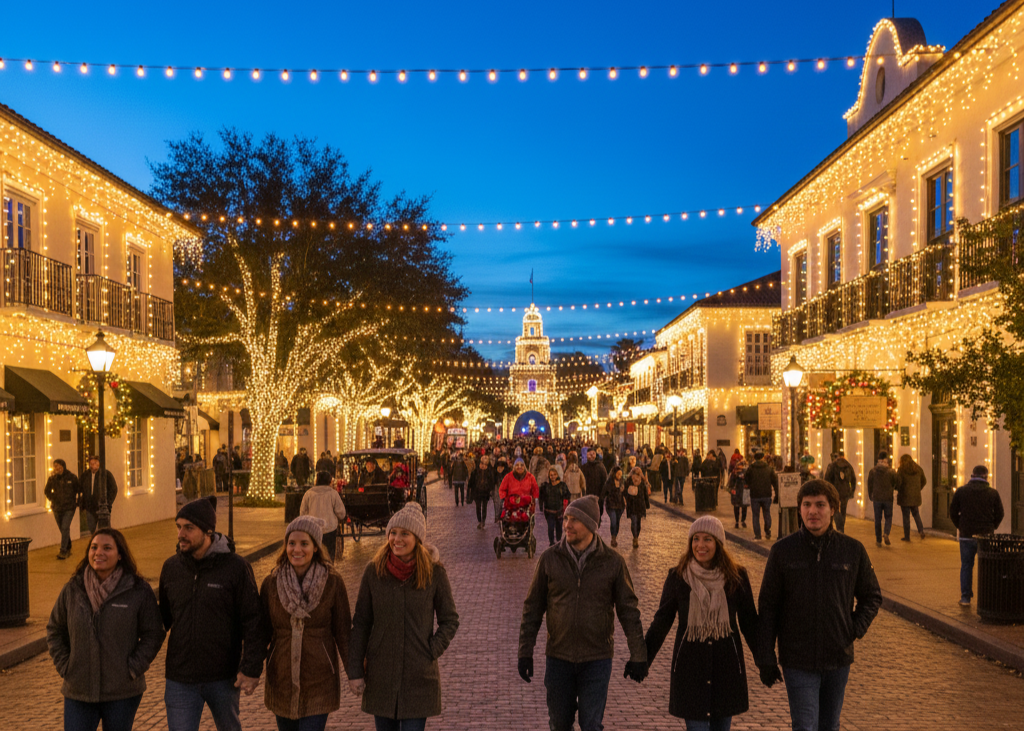 <p> St. Augustine, Florida, becomes a glowing holiday destination during Nights of Lights. The historic streets are covered in millions of lights, and visitors can enjoy tours, concerts, and beautiful views of the bay. It is an ideal spot for those seeking warm weather and a visually stunning holiday experience. </p> :: Gemini