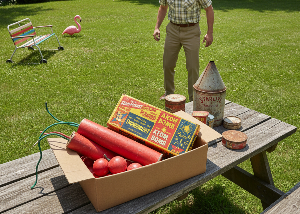 <p> Fireworks were a big part of summer fun in the 1950s, but back then, even kids could buy powerful explosives like M-80s and cherry bombs from roadside stands. Over time, those small but potent fireworks caused countless injuries and fires, prompting new federal restrictions. Today, most high-powered fireworks are illegal for consumer use without a special license. So if you find a dusty old box of fireworks from decades ago, don’t light them — they’re better off safely disposed of than setting your lawn ablaze. </p> :: Gemini