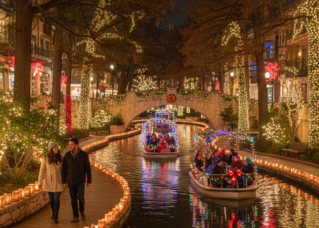 <p> San Antonio’s River Walk lights up during the holidays with luminarias along the water, festive decorations, and seasonal events. Walking along the river and enjoying the colorful displays and local cuisine makes for a joyful holiday experience that combines warmth, charm, and culture. </p> :: Gemini