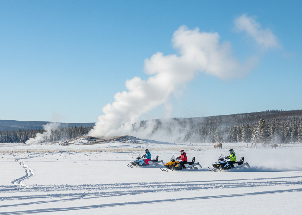 <p> For adventure lovers, snowmobiling in Yellowstone National Park is a thrilling way to explore winter landscapes. The park’s geysers, wildlife, and snow-covered scenery provide a unique backdrop for an active and exciting holiday adventure. </p> :: Gemini